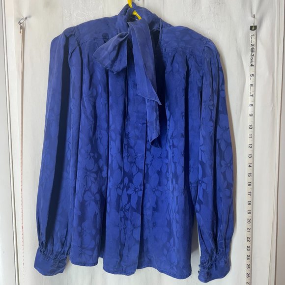 Vintage Oleg Cassini Floral Silk Blouse - Picture 7 of 11